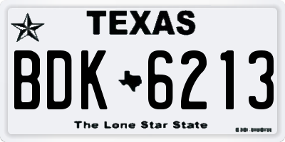 TX license plate BDK6213