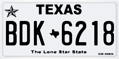TX license plate BDK6218