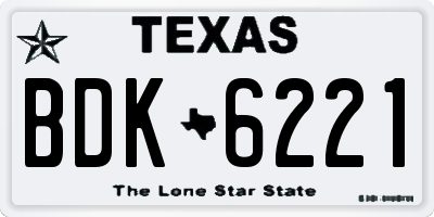 TX license plate BDK6221