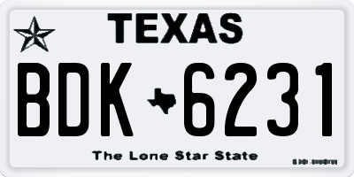 TX license plate BDK6231