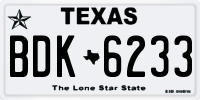 TX license plate BDK6233