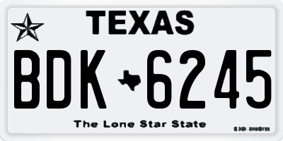 TX license plate BDK6245