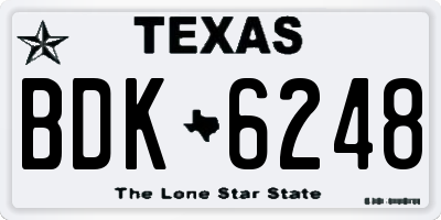 TX license plate BDK6248