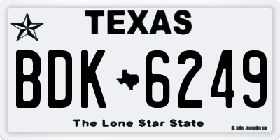 TX license plate BDK6249