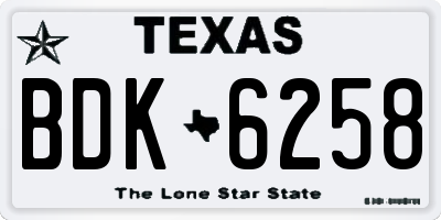 TX license plate BDK6258