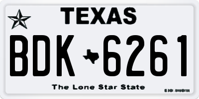 TX license plate BDK6261