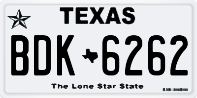 TX license plate BDK6262
