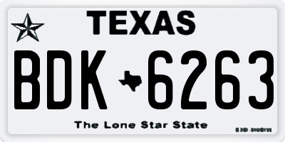 TX license plate BDK6263