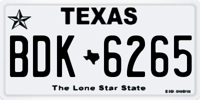 TX license plate BDK6265