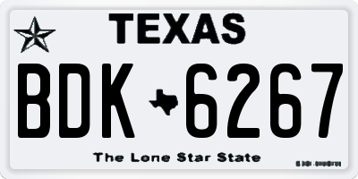 TX license plate BDK6267
