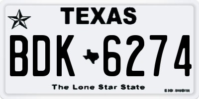 TX license plate BDK6274