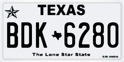 TX license plate BDK6280