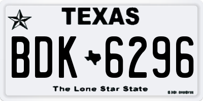 TX license plate BDK6296