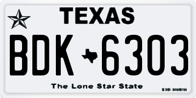 TX license plate BDK6303