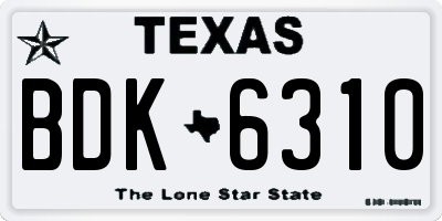 TX license plate BDK6310