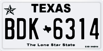 TX license plate BDK6314