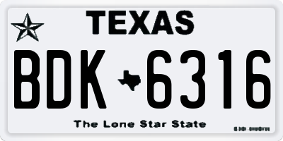 TX license plate BDK6316