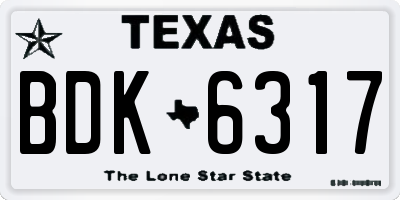 TX license plate BDK6317