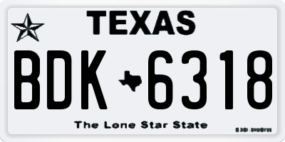 TX license plate BDK6318