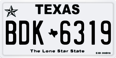 TX license plate BDK6319