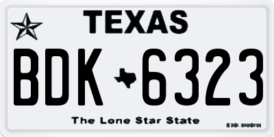 TX license plate BDK6323