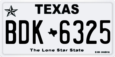 TX license plate BDK6325