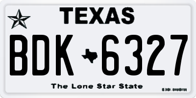 TX license plate BDK6327