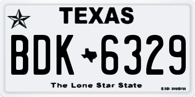 TX license plate BDK6329