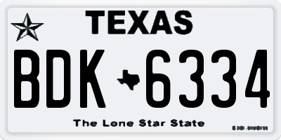 TX license plate BDK6334