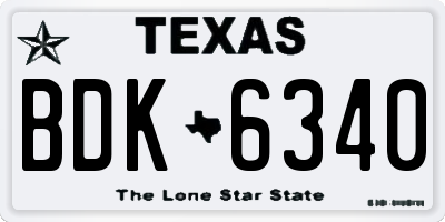 TX license plate BDK6340