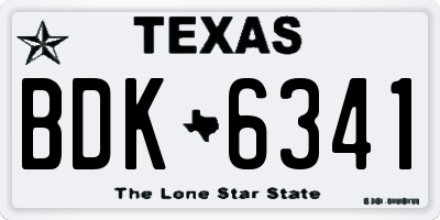 TX license plate BDK6341