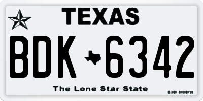 TX license plate BDK6342
