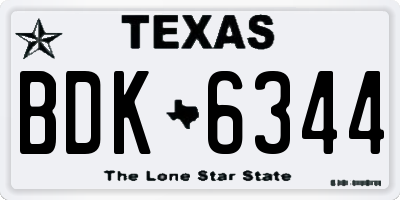 TX license plate BDK6344
