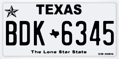 TX license plate BDK6345