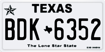 TX license plate BDK6352