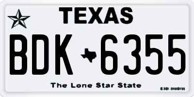 TX license plate BDK6355