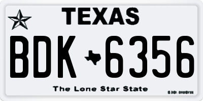 TX license plate BDK6356