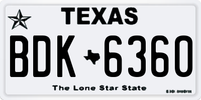 TX license plate BDK6360