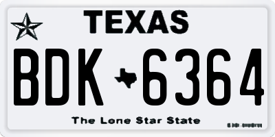 TX license plate BDK6364