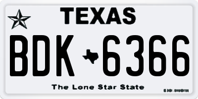 TX license plate BDK6366