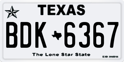TX license plate BDK6367