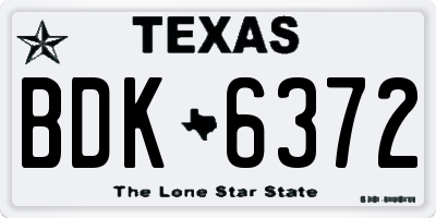 TX license plate BDK6372