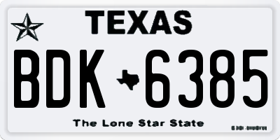 TX license plate BDK6385