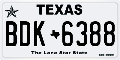 TX license plate BDK6388