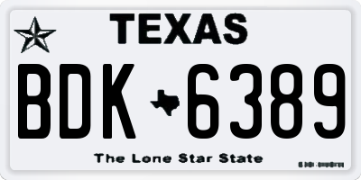 TX license plate BDK6389