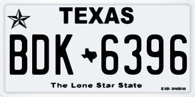 TX license plate BDK6396