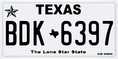 TX license plate BDK6397