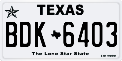 TX license plate BDK6403