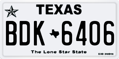 TX license plate BDK6406