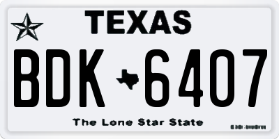 TX license plate BDK6407